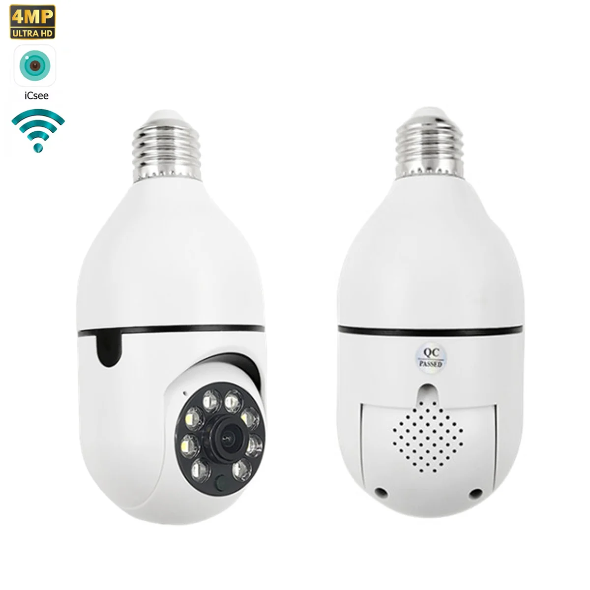 

ICSEE Лампа - Беспроводная Wi-Fi-камера в форме, HD, 355 ° /90 ° Вращение, двустороннее аудио, обнаружение движения, двойное хранилище, ночное видение