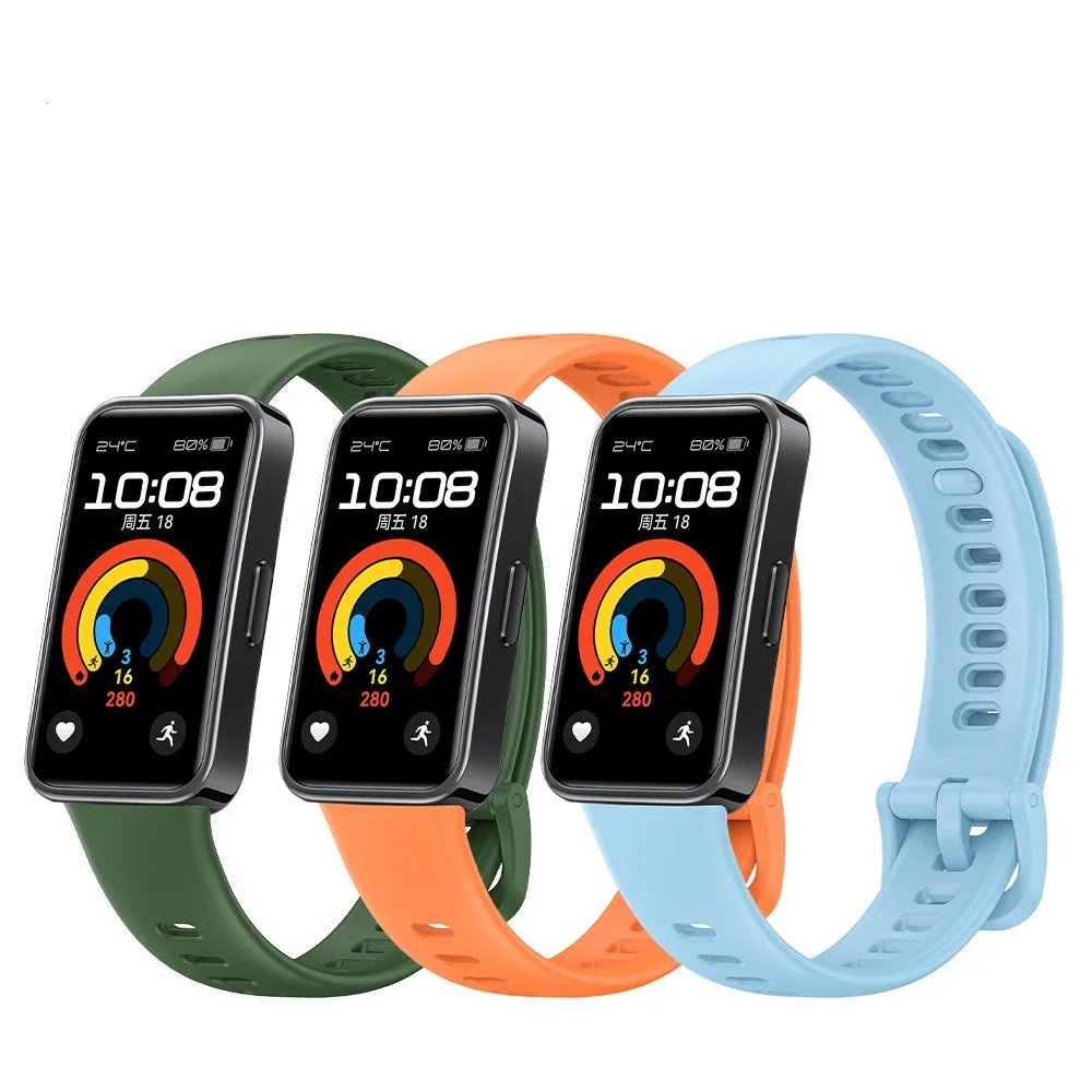 Siliconen Band Voor Huawei Band 8 9 Smartwatch Ademende Armband Vervanging Polsband Voor Huawei Band9 Band8 Sport Horlogeband