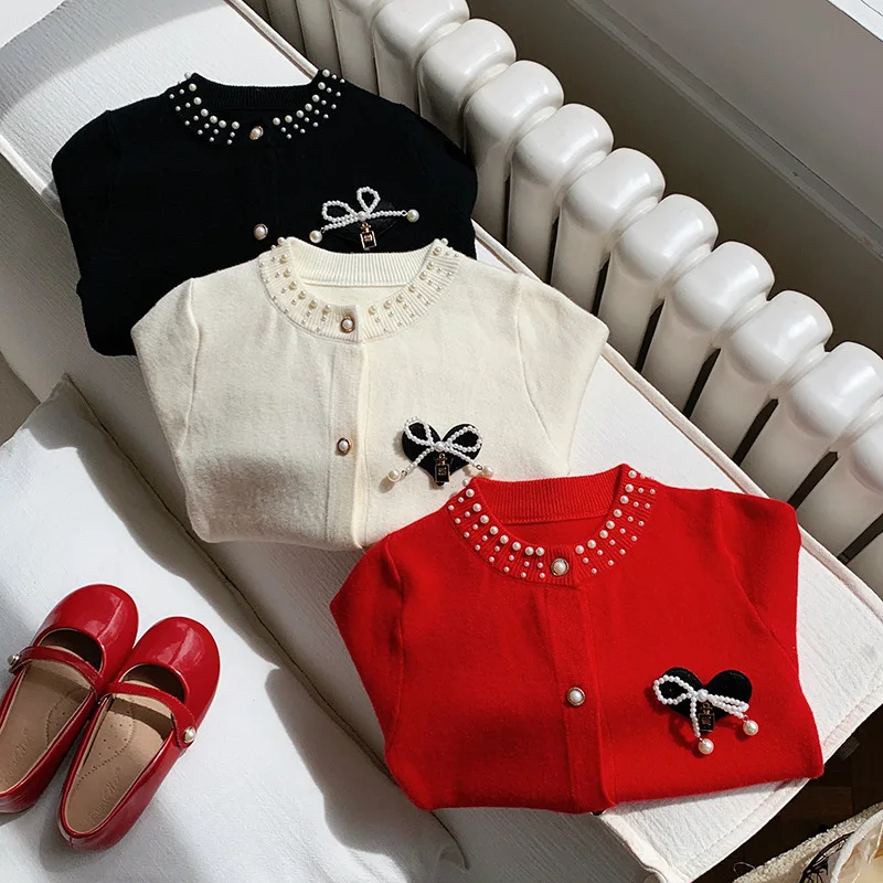 ملابس الأطفال الخريف منتج جديد عقدة شعر للفتيات سترة متماسكة سترة سترة لطيف طفل الحلو قمة الموضة #2