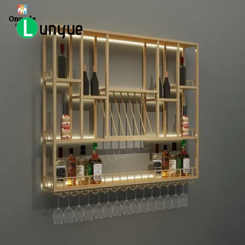 LED Wine Rack Wall Mounted Display Shelf Creative Light Up Bottle Holder for Home Bar Restaurant Decor Modern Storage