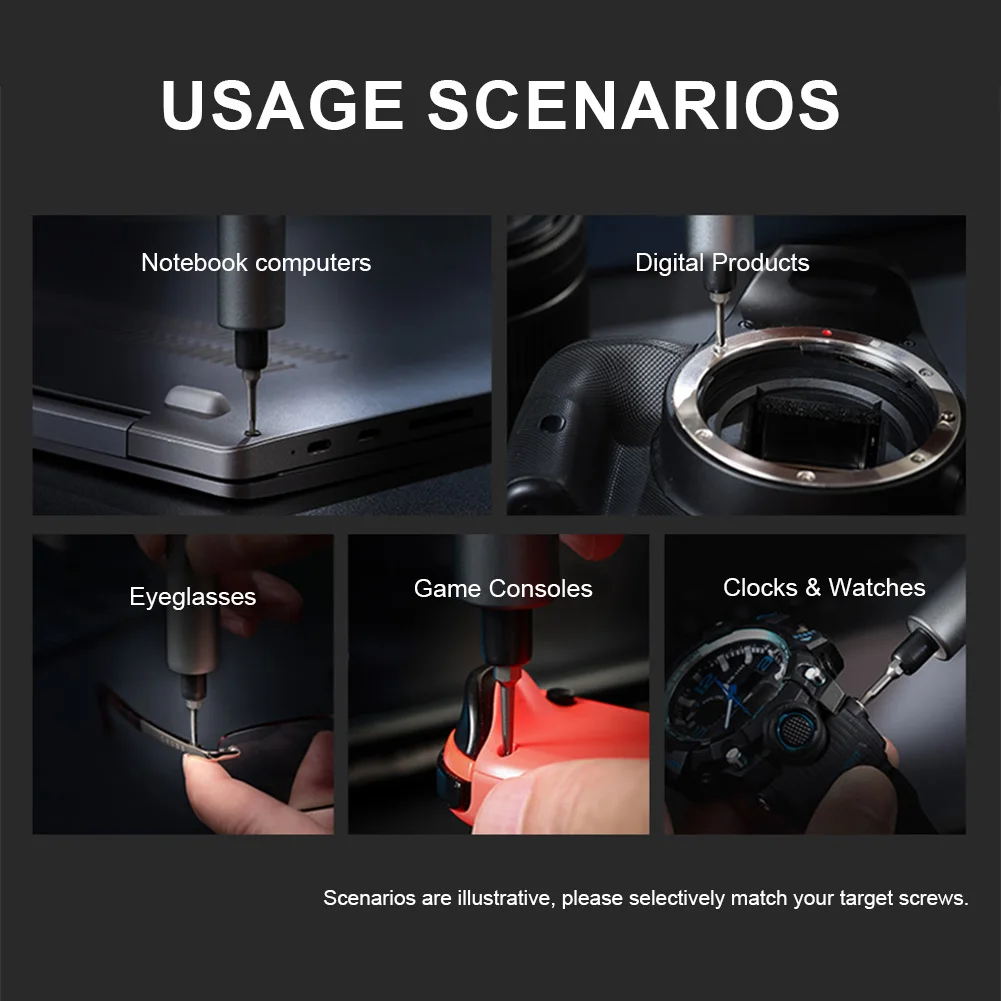 LED Cordless Repair Tools Precision Cordless Screwdriver Set with LED Lighting Fit for Phone Camera Laptop Watch Repair Portable