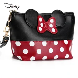 Disney Mickey Mouse Cosmetic Bags Women Makeup Bag New Cartoon Large Bow Tie Clutch Women Packages PU Leather Bag Handbag gifts