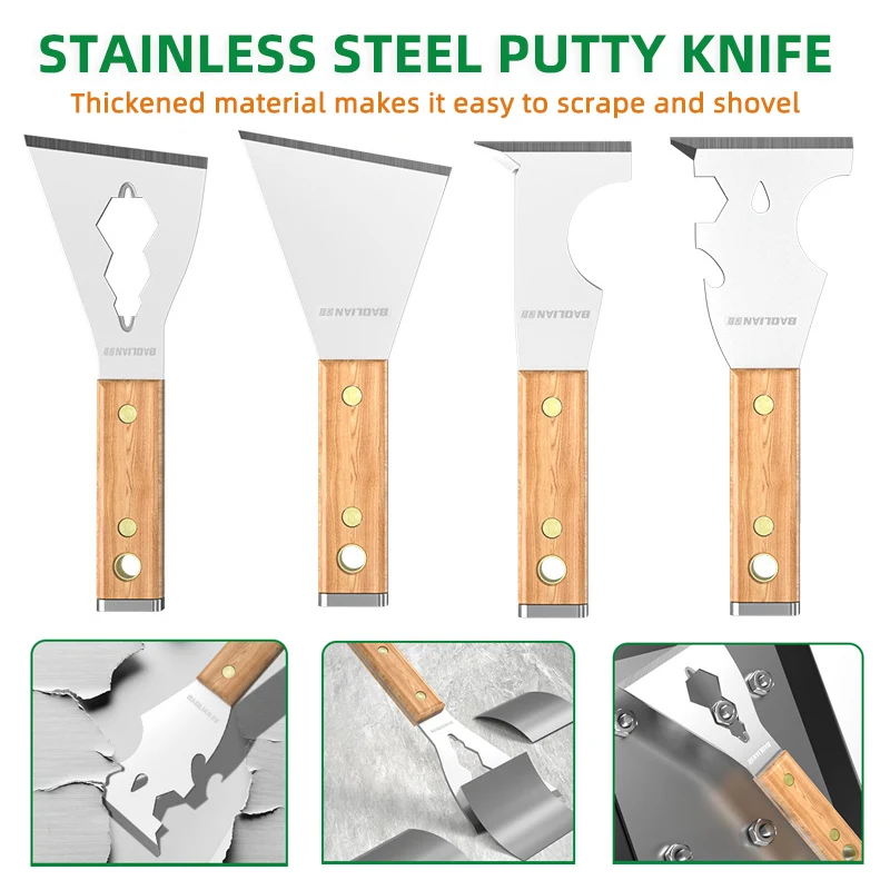 Multi Use Putty Knife Stainless Steel Paint Scraper Removal Construction Tool For Wallpaper Can Opener Home DIY