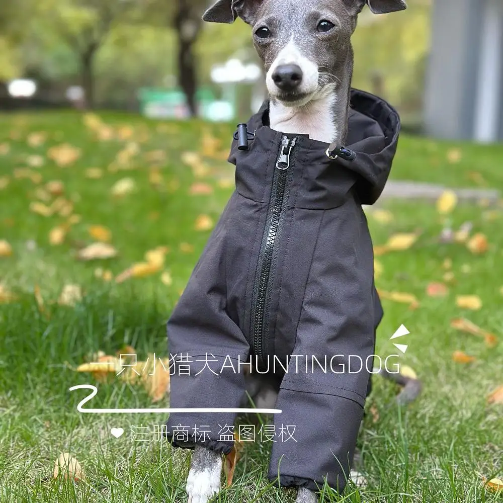 Winter Clothes For Airless Terrier Warm Black Whipbit Jacket Waterproof Coat Greyhound Doberman Clothes For Medium Large Dogs