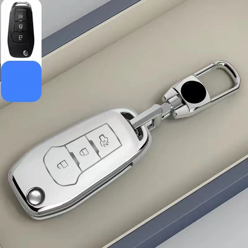 

3 Buttons TPU Car Remote Key Case Cover Shell Keychain For Ford Figo 2017 Mondeo 5 Ecosport Puma 2020 Fiesta Mk8 Everest Ranger