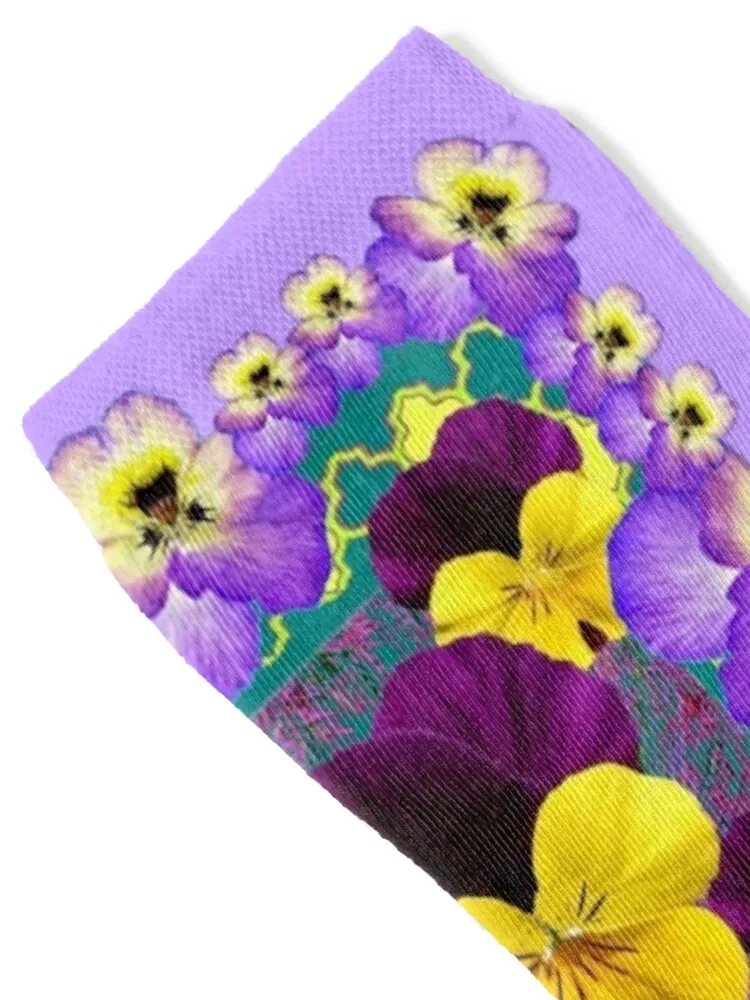 LILAC COLORED PURPLE-YELLOW VIOLAS & PANSIES ART, Socks sport fashionable halloween Socks Female Men's