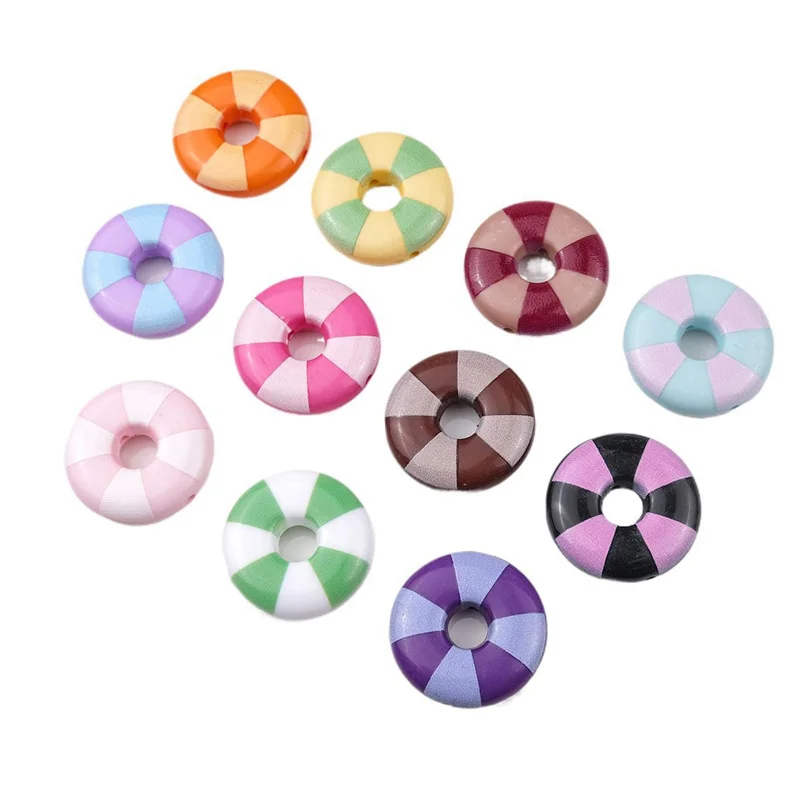 New style 50pcs/lot 27mm color pattern print geometry rounds shape resin beads diy jewelry garment hair accessory
