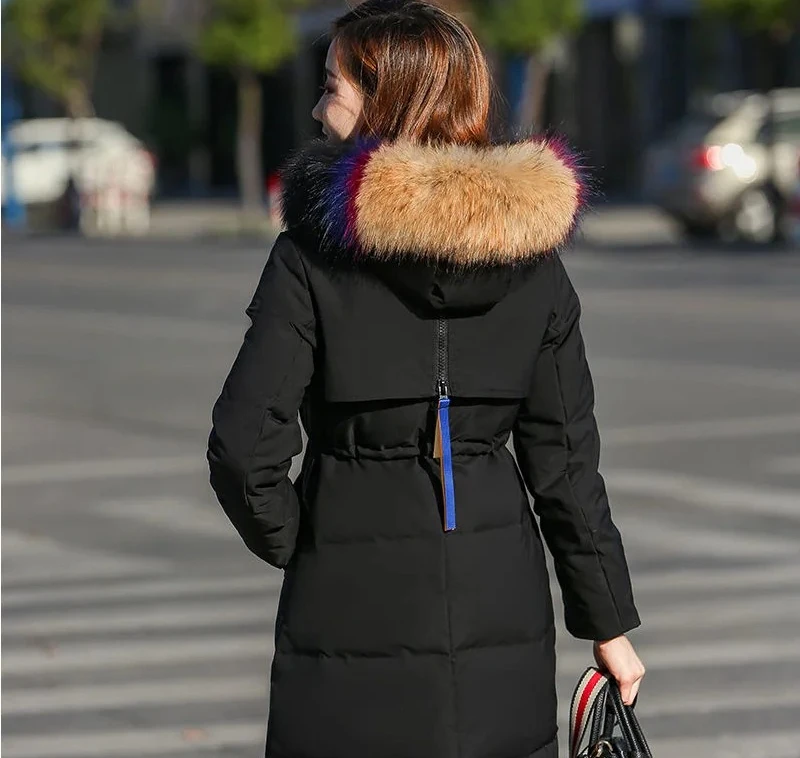 

Luxurious Women's Mid-Length down Cotton Fit with Fur Collar Versatile Colorful Fashionable New Style
