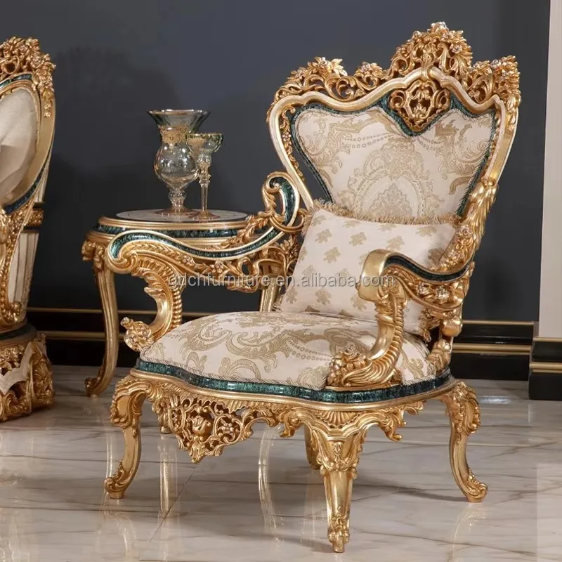Luxury European Royal French Furniture Sectional Sofa Set Hand Carved Wooden Luxury Fabric Traditional Design Style with Sponge
