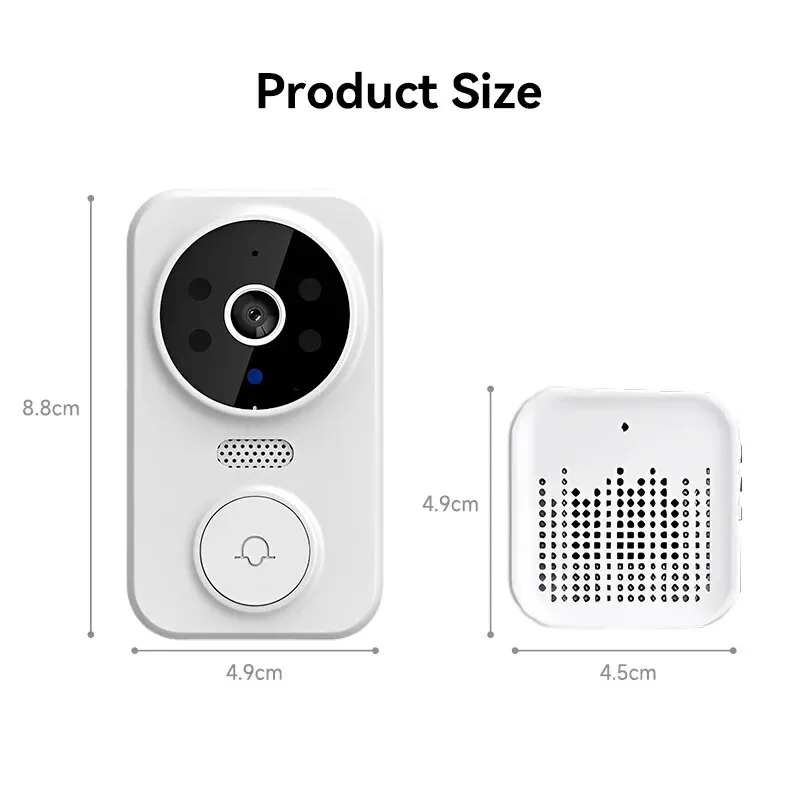 Sonnette vidéo Tuya WiFi pour maison intelligente, sonnette de porte sans fil, batterie aste, caméra HD extérieure, sonnette visuelle, 2.4 mesurz