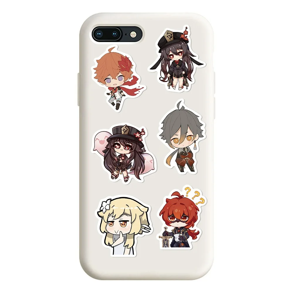 50Pcs Cute Genshin Impact Stickers for Laptop Anime Game Decals Luggage Guitar Skateboard Waterproof Sticker Classic Toys