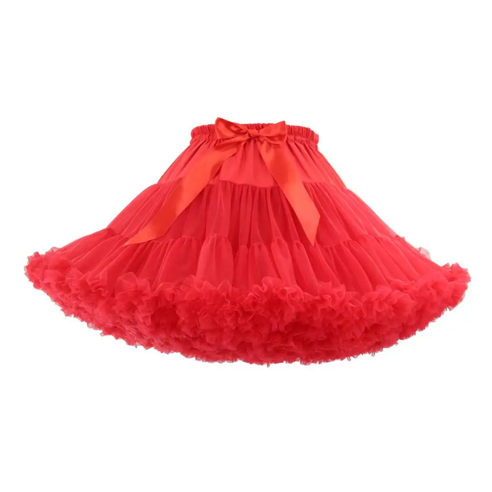 Sottoveste da donna in tulle plissettato a 3 strati bianco nero rosa RedTutu gonna gonfia per cosplay da festa