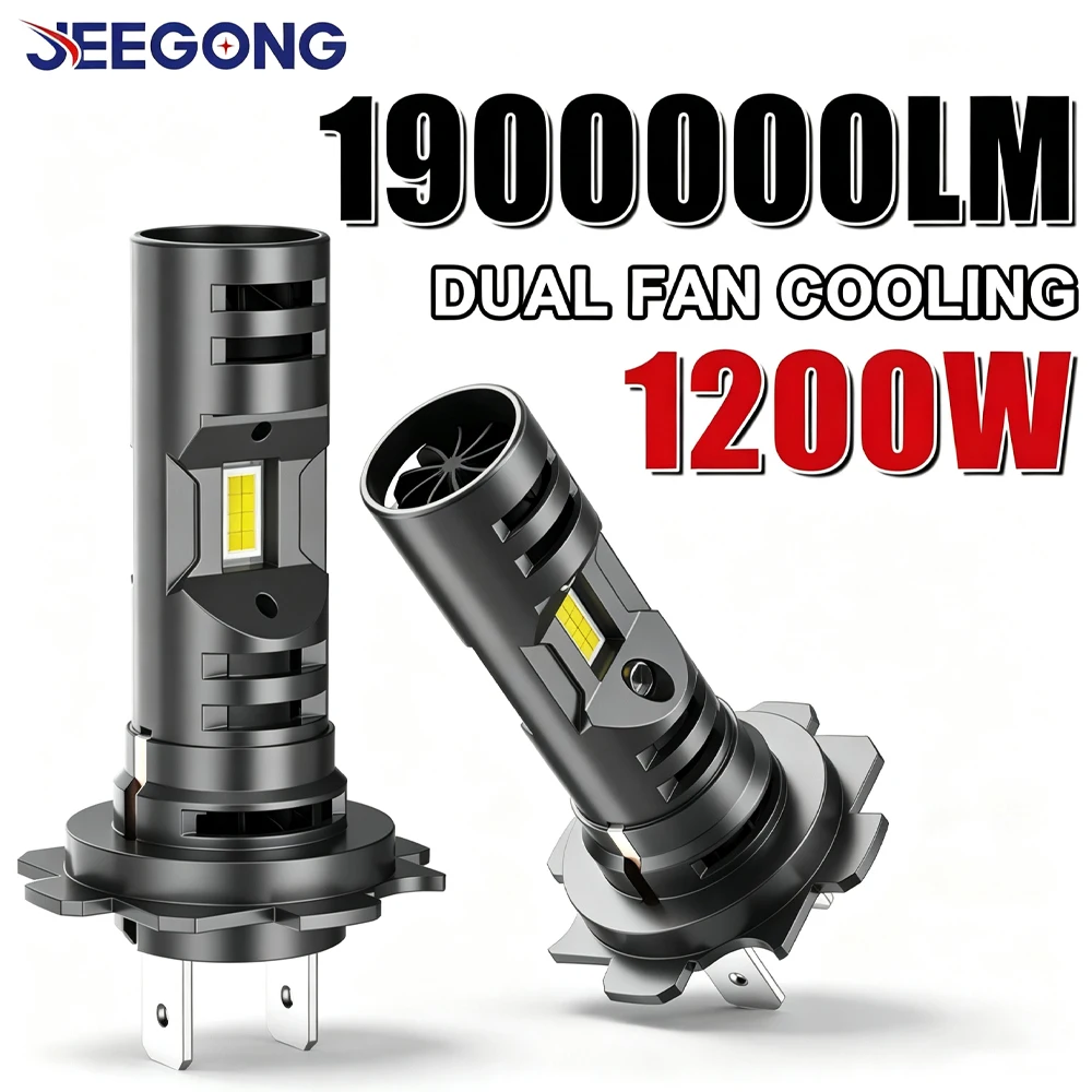 H7 LED Headlight Double Fan Plug And Play Turbo Led Lights 9084 CSP CHIPS Super Bright Automobile Bulb 6000K White Headlamp 12V