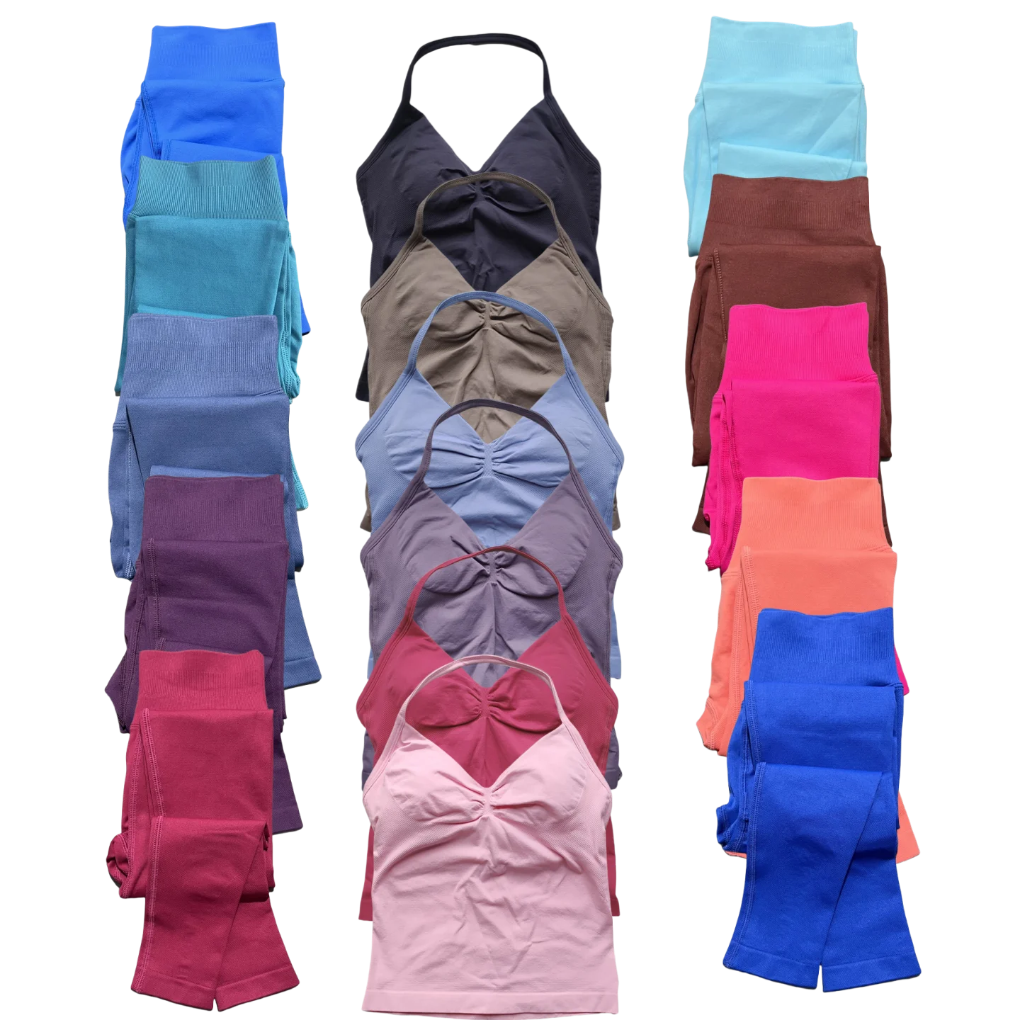 

Long Neck Sling Tank Top and Hip Lift Fitness Pants Comfortable Breathable Set Fitness Girls Sportswear 2-piece Set