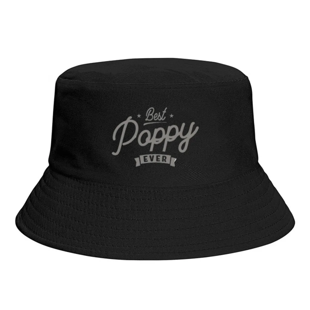 

Mens Best Poppy Ever - Dad Grandpa UnisexPersonality Bucket Hats Fishermen Caps Outdoor Casual Cap Sunscreen Hat