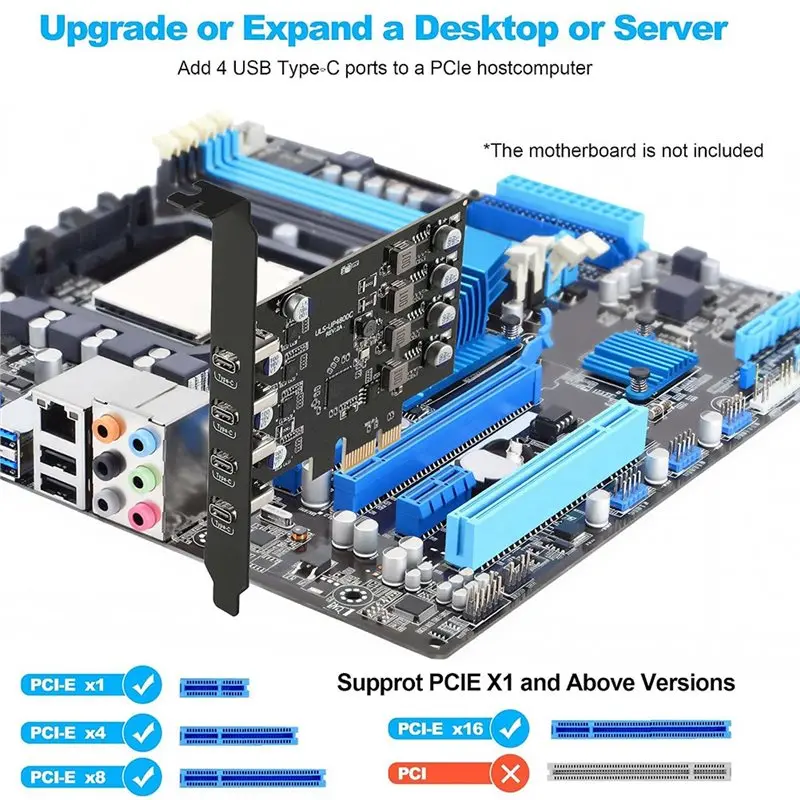 Ingenious-4Ports Pcie USB 3.0 5Gbps Expansion Card Pcie USB C Expansion Card, USB C Pcie Card For Windows 11/10/8/7/XP And Linux