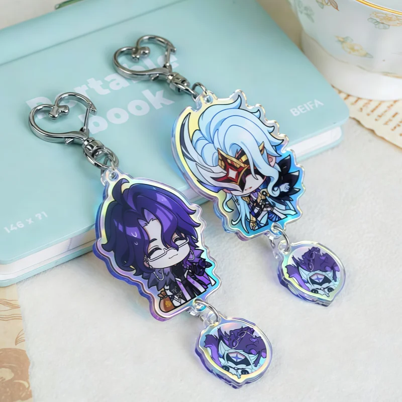 Image of Gen&shin Acryl-Schlüsselanhänger-Set, Pantalone & Dottore Chibi Charm Schlüsselring, Anime-Spiel Cosplay Taschenanhänger Fan-Sammlerstück Geschenk