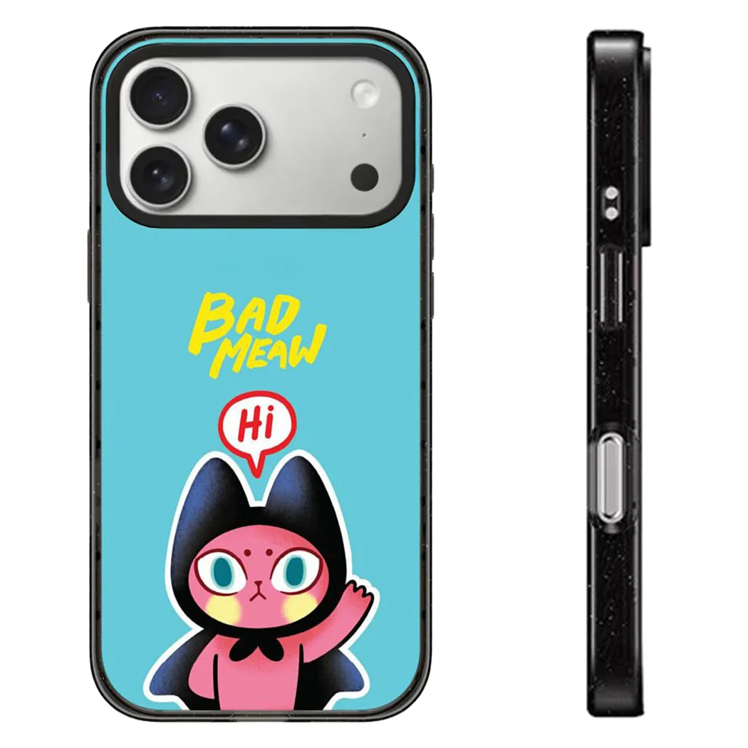 Foundation Make-up Cathead Doll Acrylic Black Border Magnetic Cover for IPhone 12 13 14 15 16 17 Pro Max Case for IPhone 17 Air