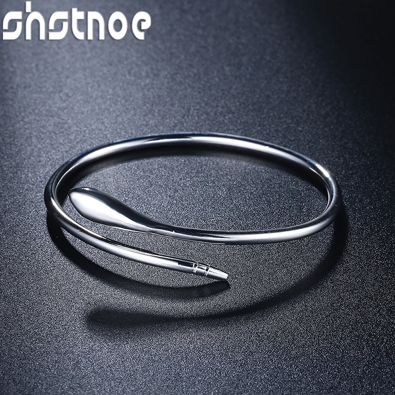 Adjustable 925 Sterling Silver Water Droplets Shaped Opening Bangle For Women Birthday Party Fashion Design Jewelry Accessories