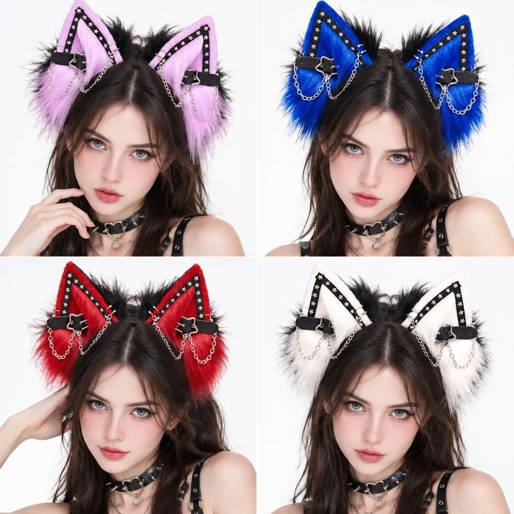 Party Costume Prop Animal Cat Ears Headband Artificial Y2K Gothic Headband Hair Accessories Reusable Hair Accessories Children 4