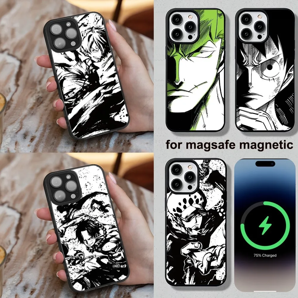 Manga series O-OnePiece Phone Case For iPhone 16,15,14,13,12,11,Plus,Pro,Max,Mini Soft Magesafe Magnetic Wireless Charge