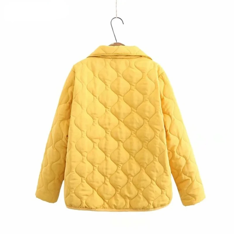 Parka curto acolchoado fino das mulheres, quente simples botões soltos, dividir em ambos os lados, casaco acolchoado, roupas femininas, outono,
