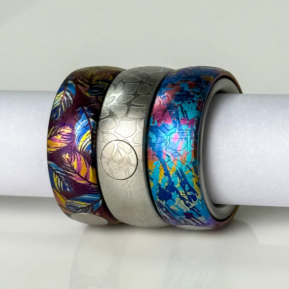 Color Titanium Pavilion Titanium Alloy [Ratchet Ring] Titanium Alloy Finger Gyroscope EDC Stress Relief Toy (Inner Diameter 2cm)