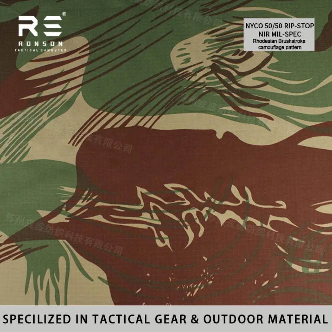 

NYCO5050 Rhodesian Ripstop Brushstroke Camouflage Fabric 50%Cotton 50%Nylon Tactical Fabric