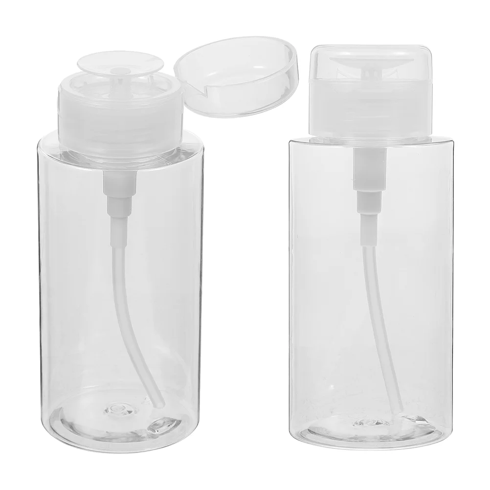 

2 Pcs Toner Bottle Storage Bottles Push Containers Dispenser Alcohol Nail Polish Remover Pet Makeup Liquid Dispensers