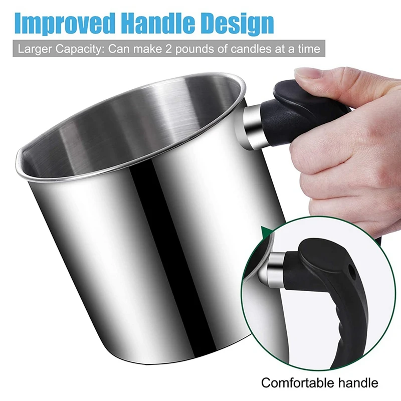 A47U Candle Making Pouring Pot, 44 Oz Double Boiler Wax Melting Pot, Candle Making Pitcher, Heat-Resistant Handle