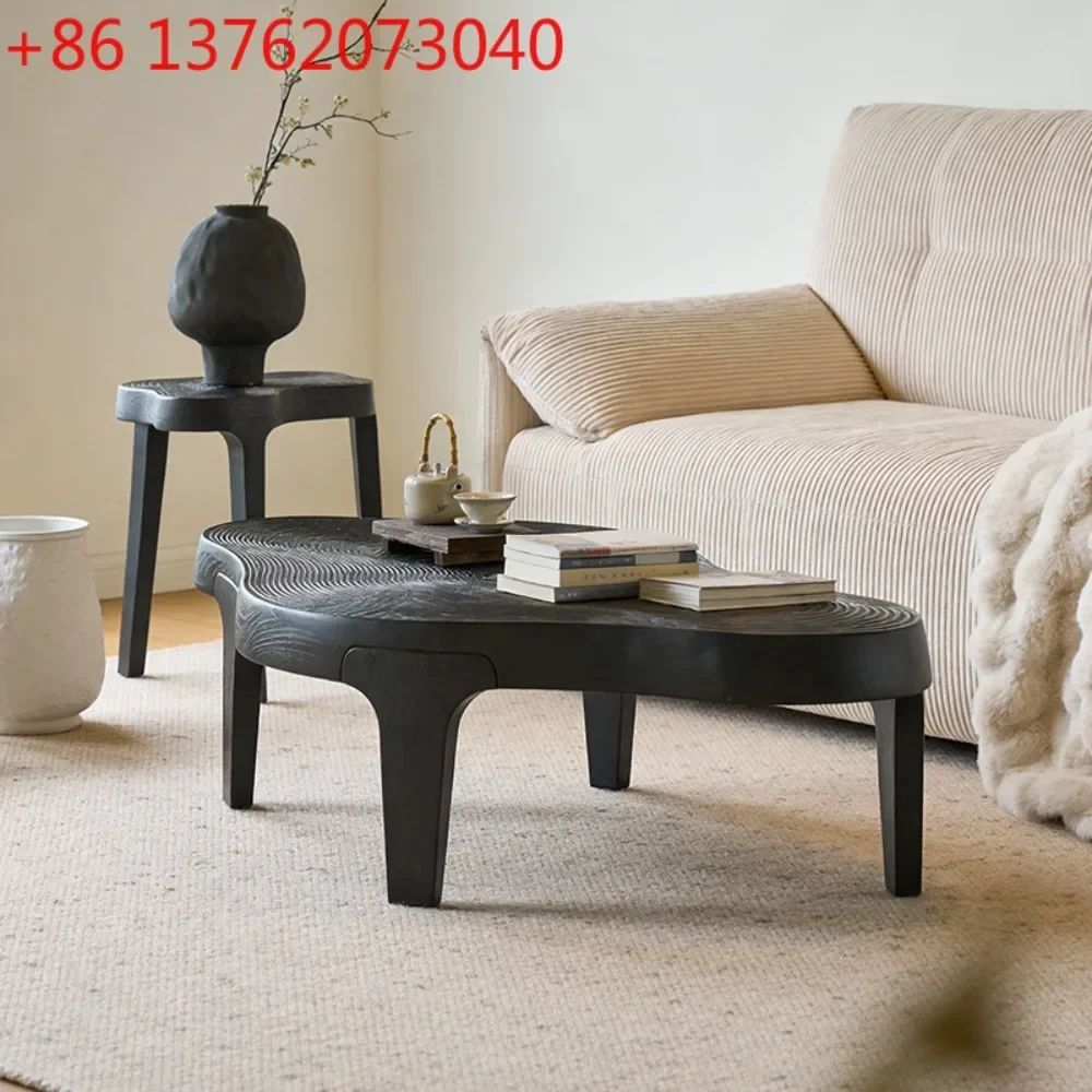 

Wabi Sabi antique style irregular annual ring coffee table living room small