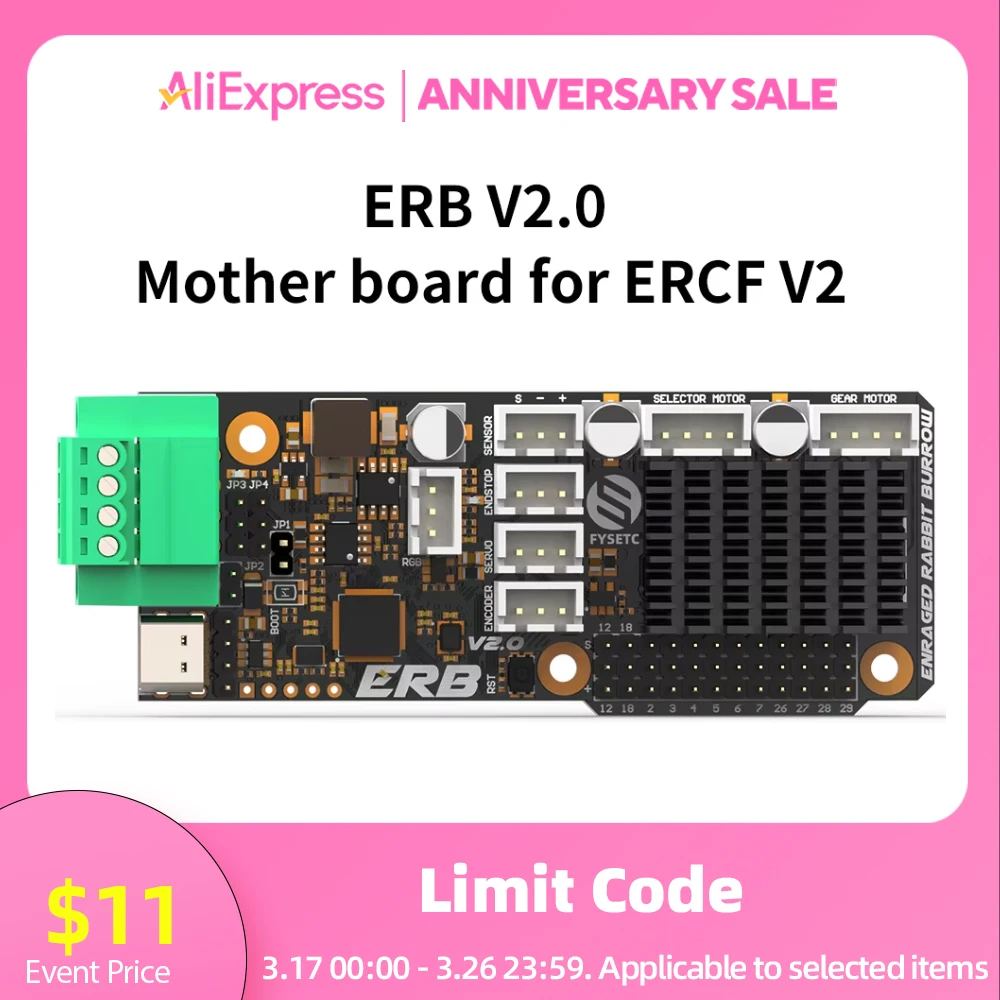 FYSETC ERB V2.0 Mother board Onboard tmc2209 Drivers with CANBUS interface for Voron  ERCF V2.0  Enraged Rabbit Carrot Feeder