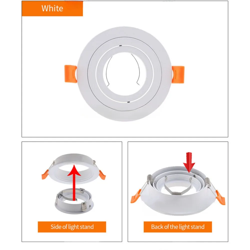 JOYINLED Round GU10 MR16 Led Stand Black/White/Silver Led Spot Light Frame E27 Lamp Holder GU10 Downlight Accessories Adjustable - view 3