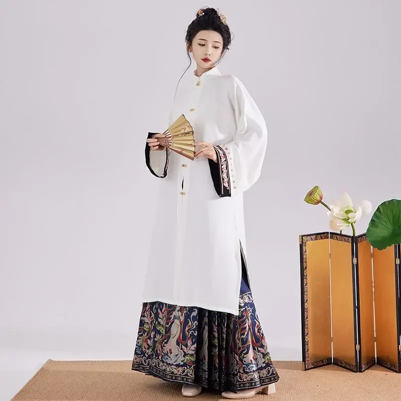 Winter Ming Dynasty Hanfu Dress Thicker Coats for Women Original Ma Mian Skirts Christmas New Year Costume Chinese Ancient Tradi