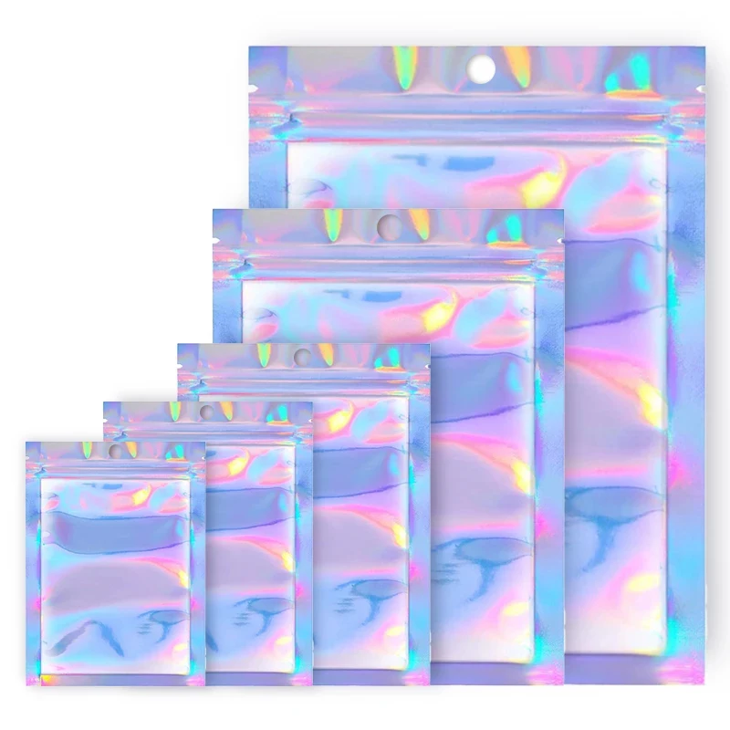 

Eyelash Storage Bags Pouch Holographic Laser Translucent Zip Lock Packaging Xmas Gift Candy Cosmetic Box Beaut Makeup Tool