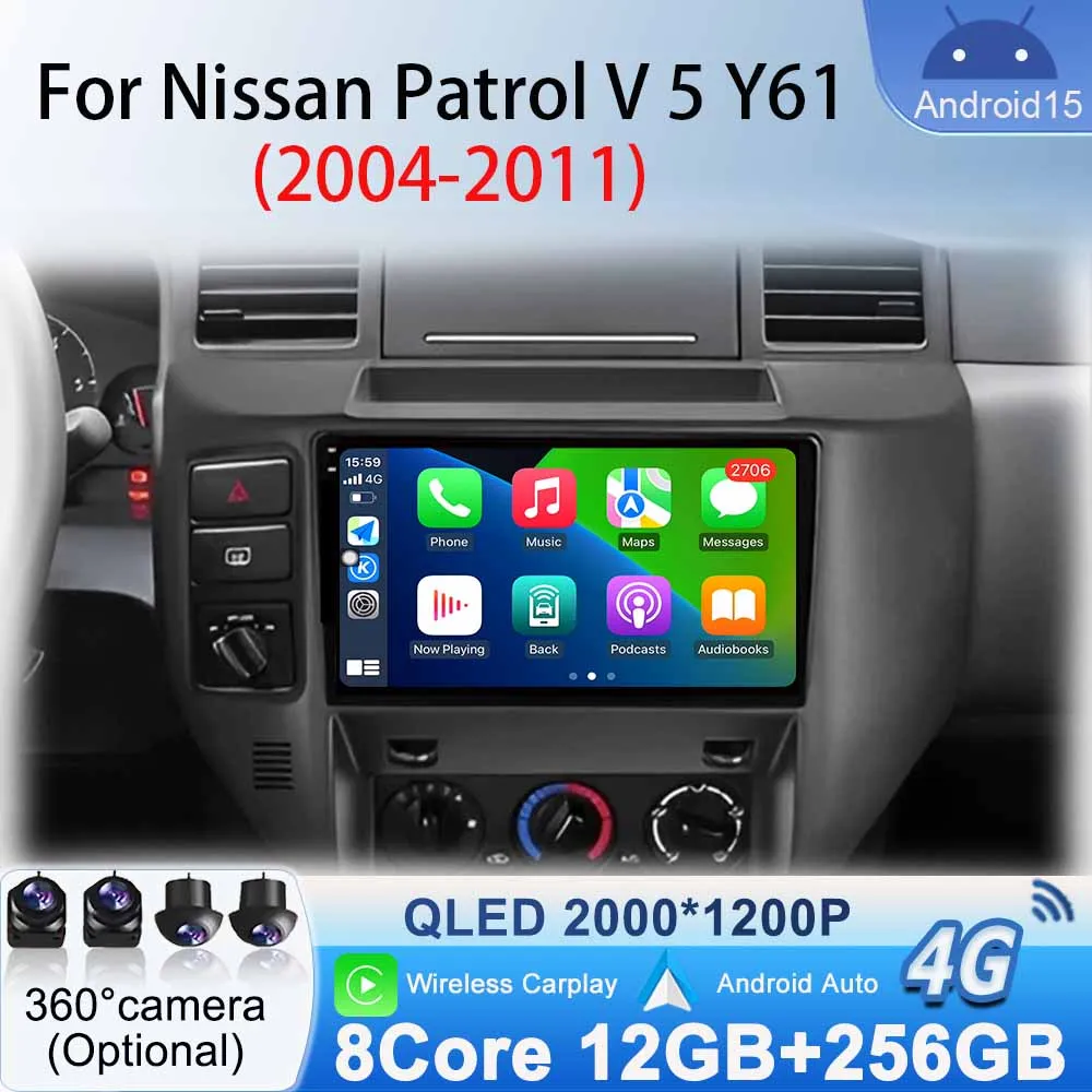 

DSP Bluetooth WiFi Android 15 for Nissan Patrol V 5 Y61 2004 -2011 Car Radio Multimedia Video Player Navigation GPS No 2 Din DVD