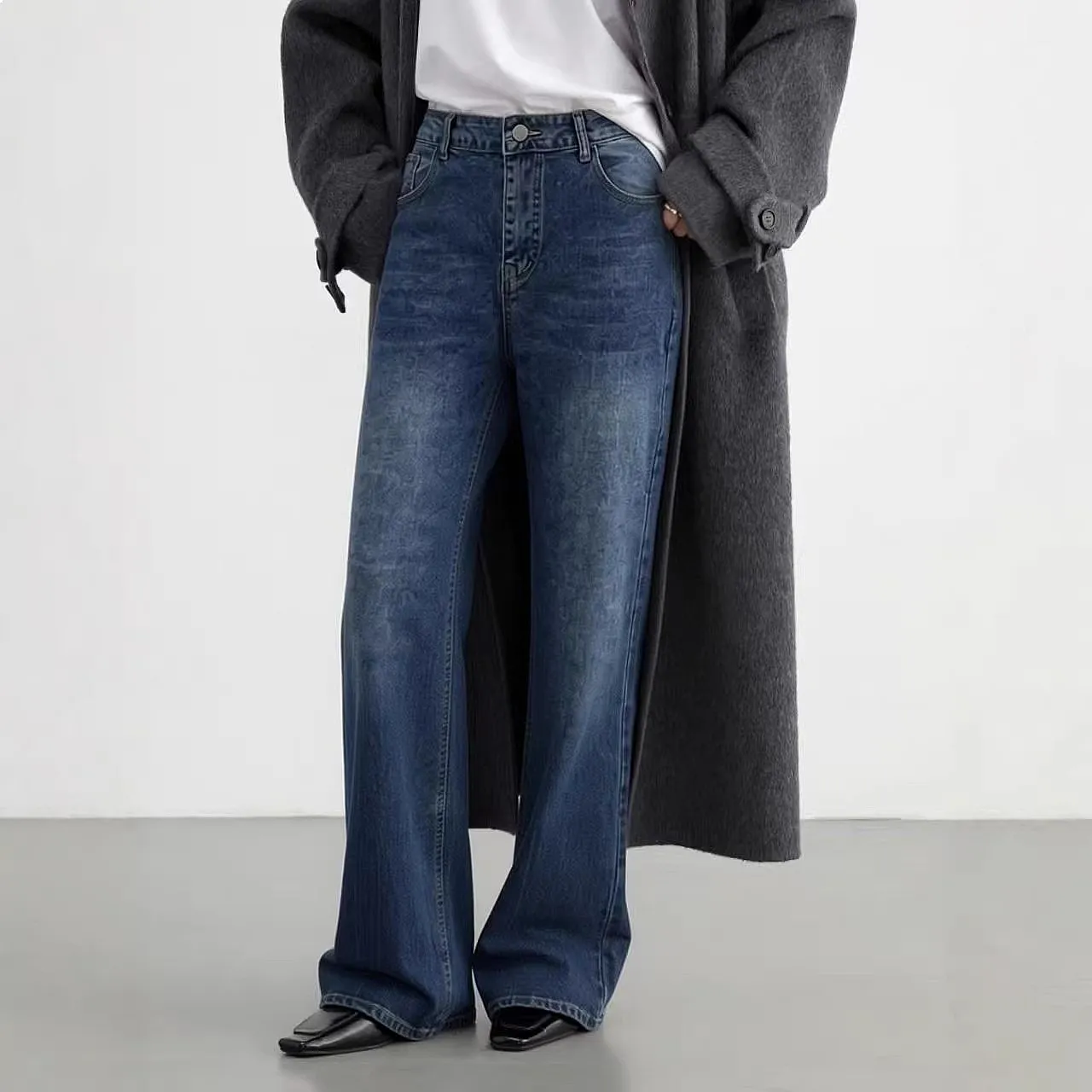 European and American cross-border source factory new casual versatile fashion loose men's wide-leg jeans
