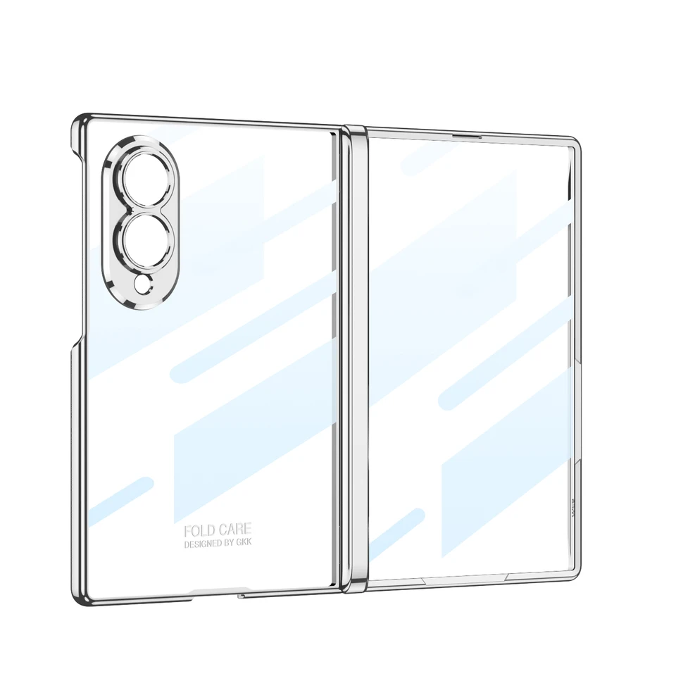 Funda ancha de lujo para Samsung Galaxy Z Fold 8, electroplateada transparente con bisagra, con película espejo, cubierta trasera a prueba de golpes, accesorios 5