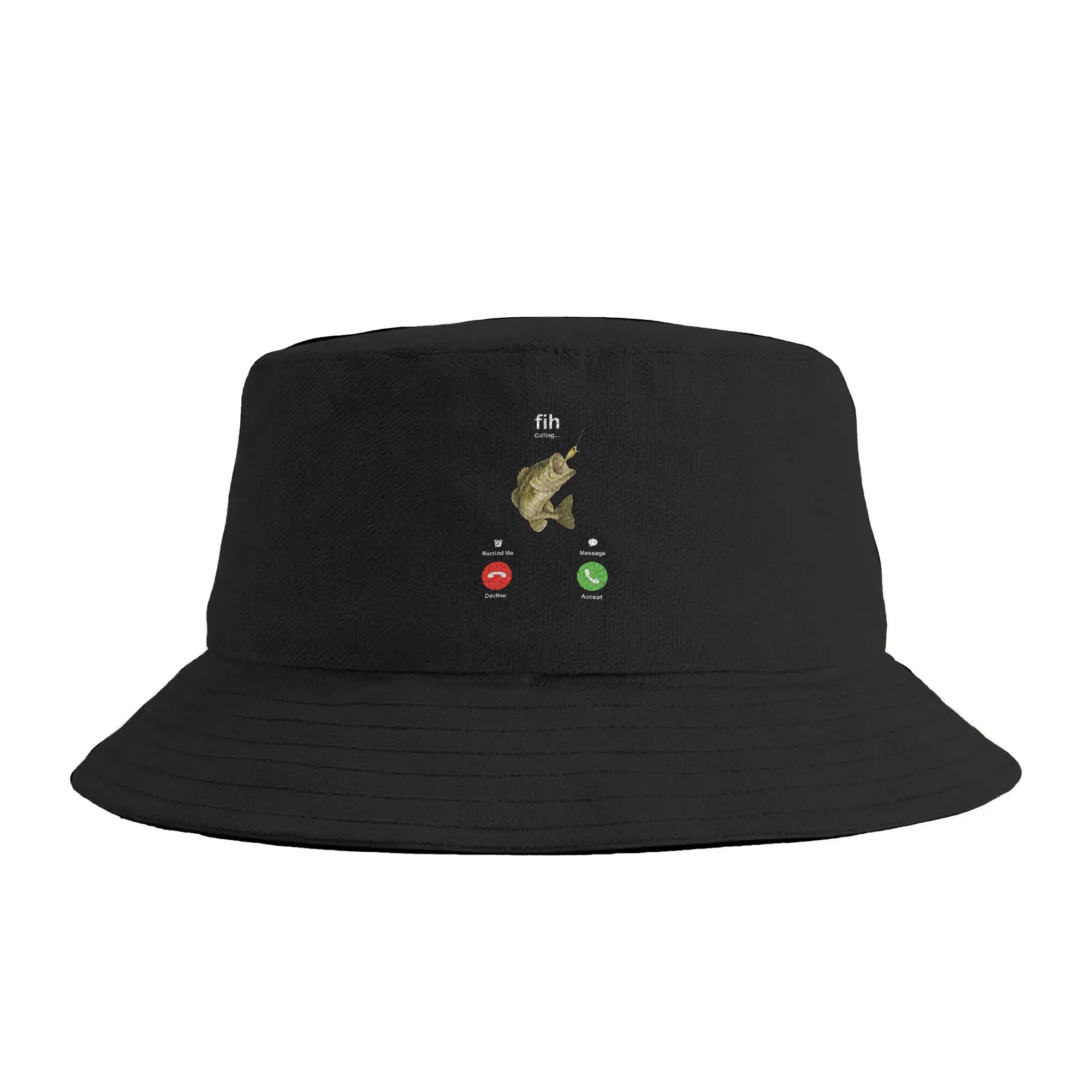 Fih Calling Remind me Message Decline Accept Fishing Lover Bucket Hat Spring  Casual Fisherman Hats For Unisex Fold Fishing Caps