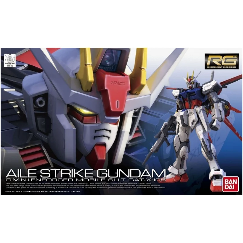 BANDAI Anime RG 1/144 GAT-X105 AILE STRIKE GUNDAM Mobile Suit Gundam Model Kit Assembly Plastic Action Toys Figures Gift