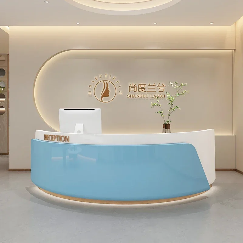 Illuminated Corner Reception Desks Stylish Light Modern Office Reception Desks Beauty Salon Bar Furniture New