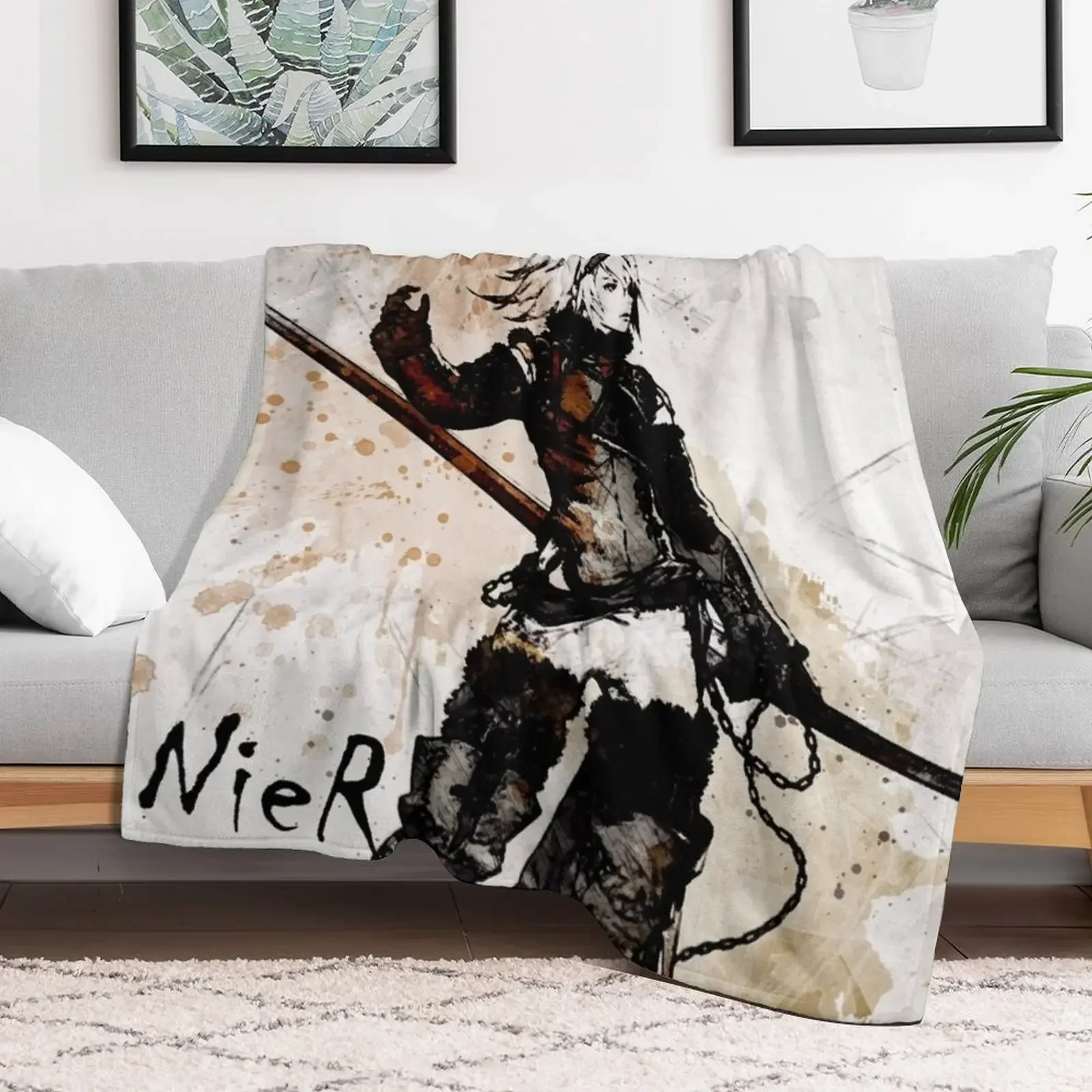 NieR Replicant *Painting* Throw Blanket Stuffeds Winter beds Blankets