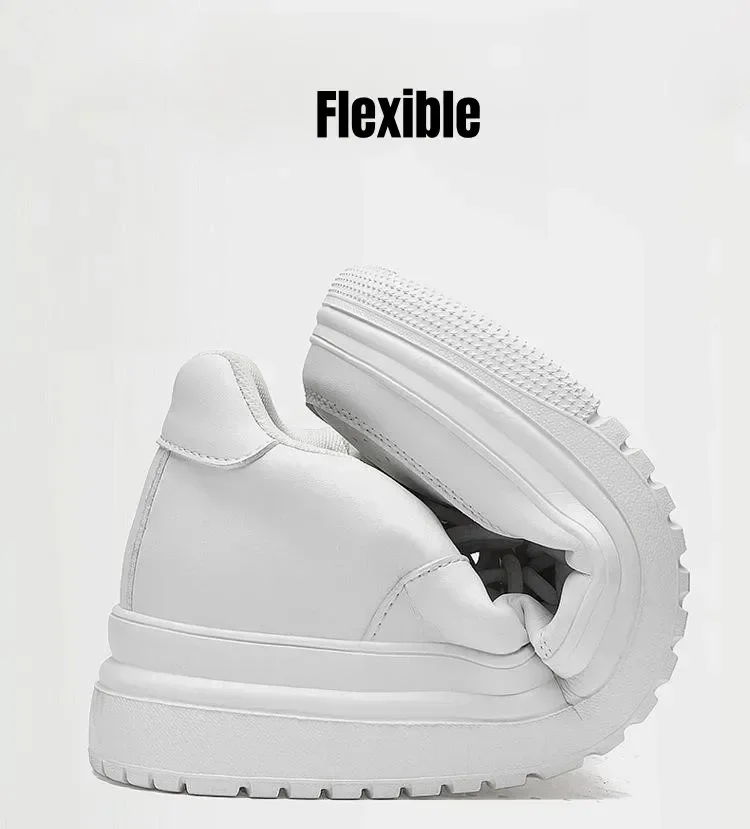 New Height Increasing Shoes for Men 10cm Invisible Elevator Sneakers White Leathe Sport Zapatillas De Hombre Big Size 46