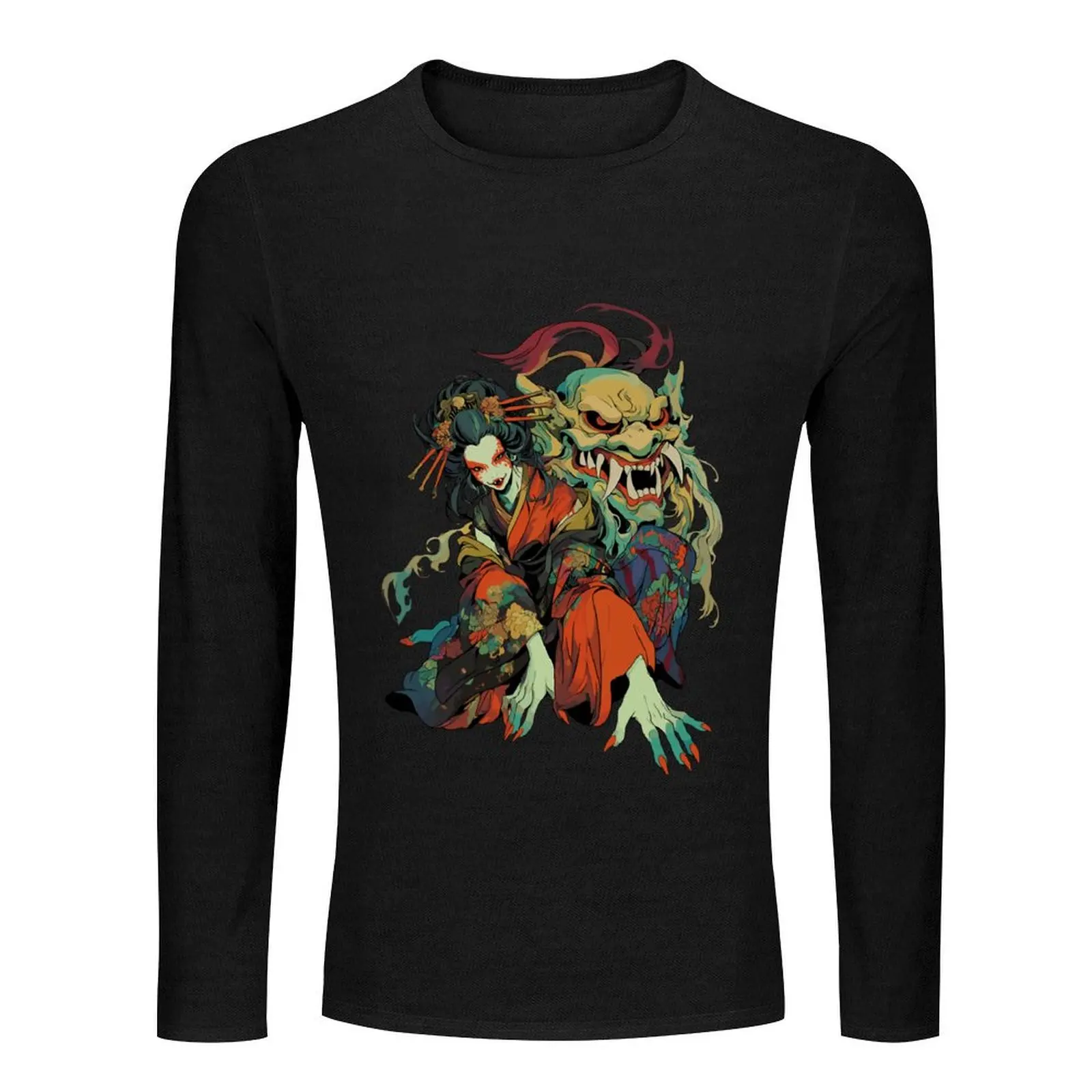 Japanese Folklore Yokai Creature Art Long T-Shirt cute tops custom t shirts cute clothes Men's clothing