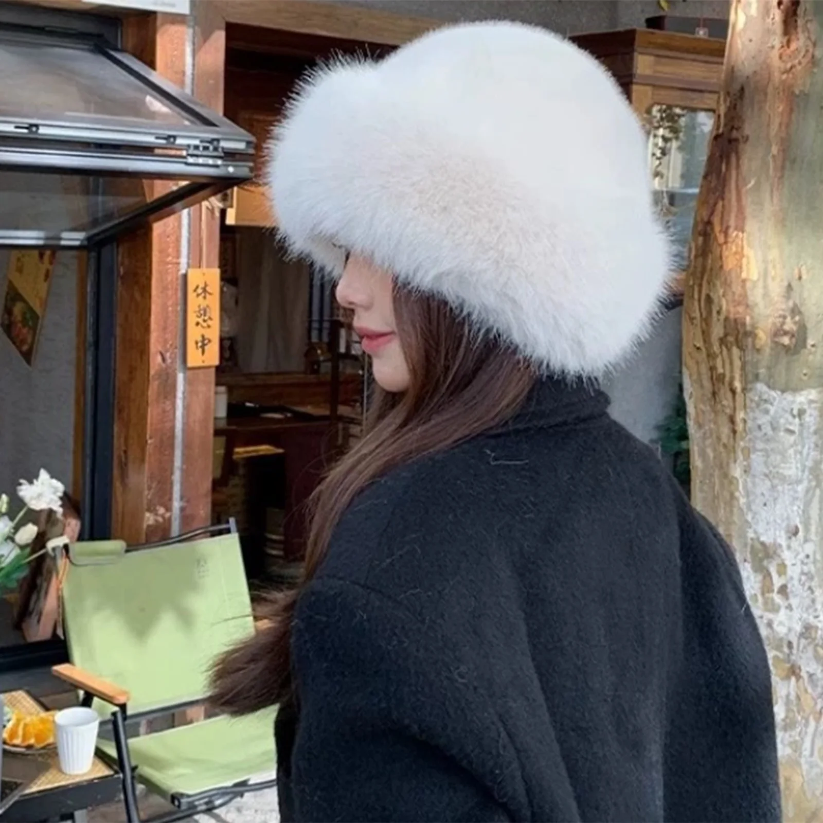 Women Winter Bucket Hats Winter Warm Faux Fur Fuzzy Caps