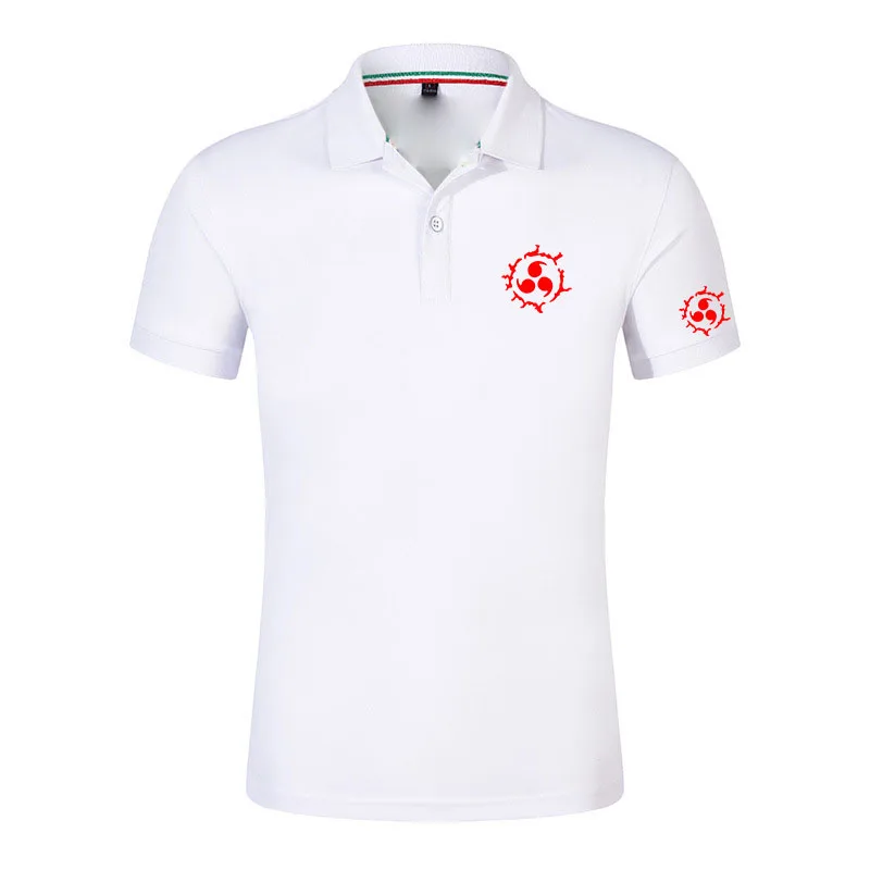 2026 NARUTO Summer Men's Sharingan Uchiha Sasuke Itachi Logo Print Casual Football Jersey Button Lightweight Luxury Polo Shirts