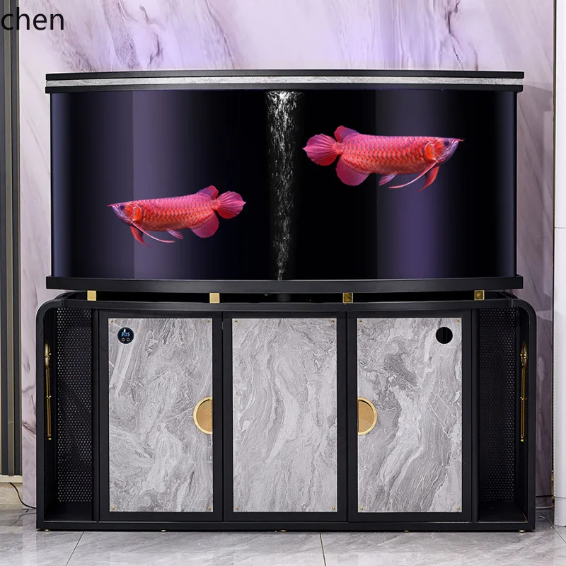 

LXC Living Room Fish Tank Large Arowana Tank Bottom Filter No Water Change Needed Office Acrylic Fish Tank