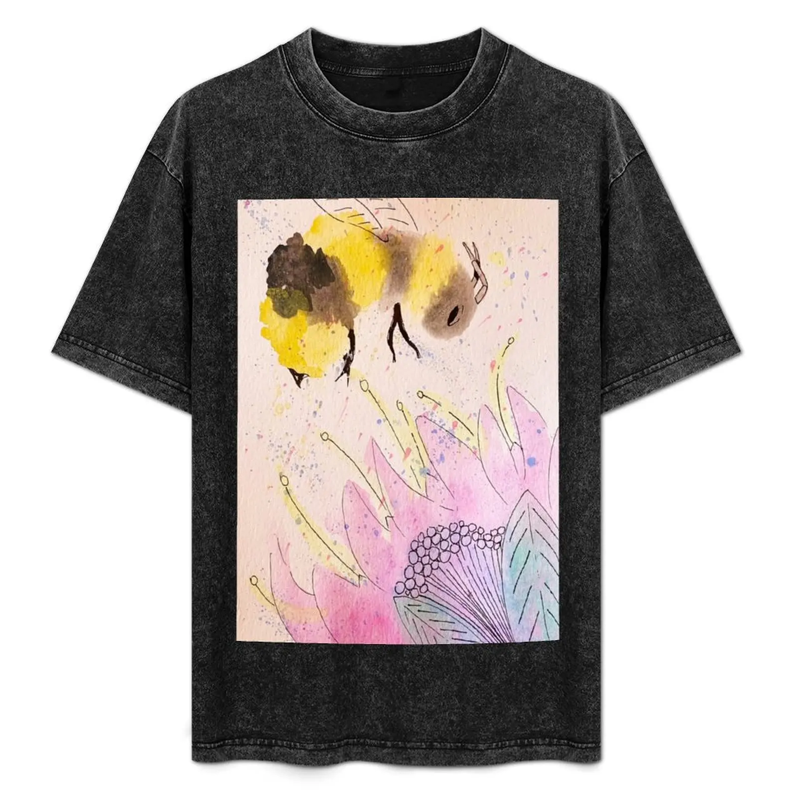 

Watercolor Bee and Flower T-Shirt High Elasticity Sports Tee Shirt