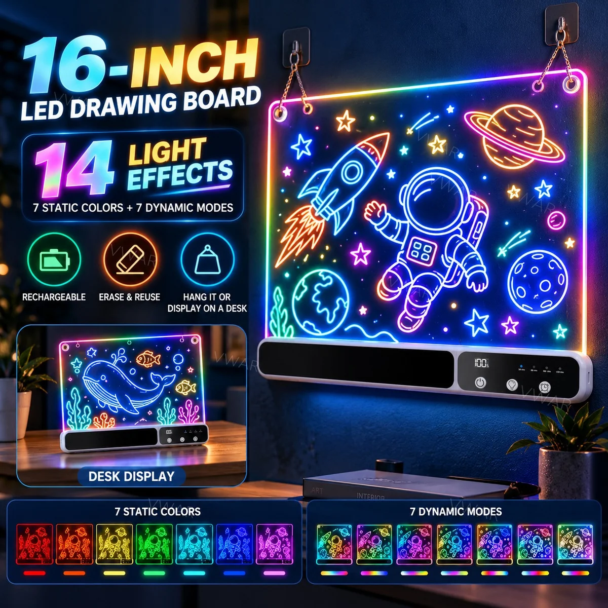 LED Drawing Board for Kids, 16