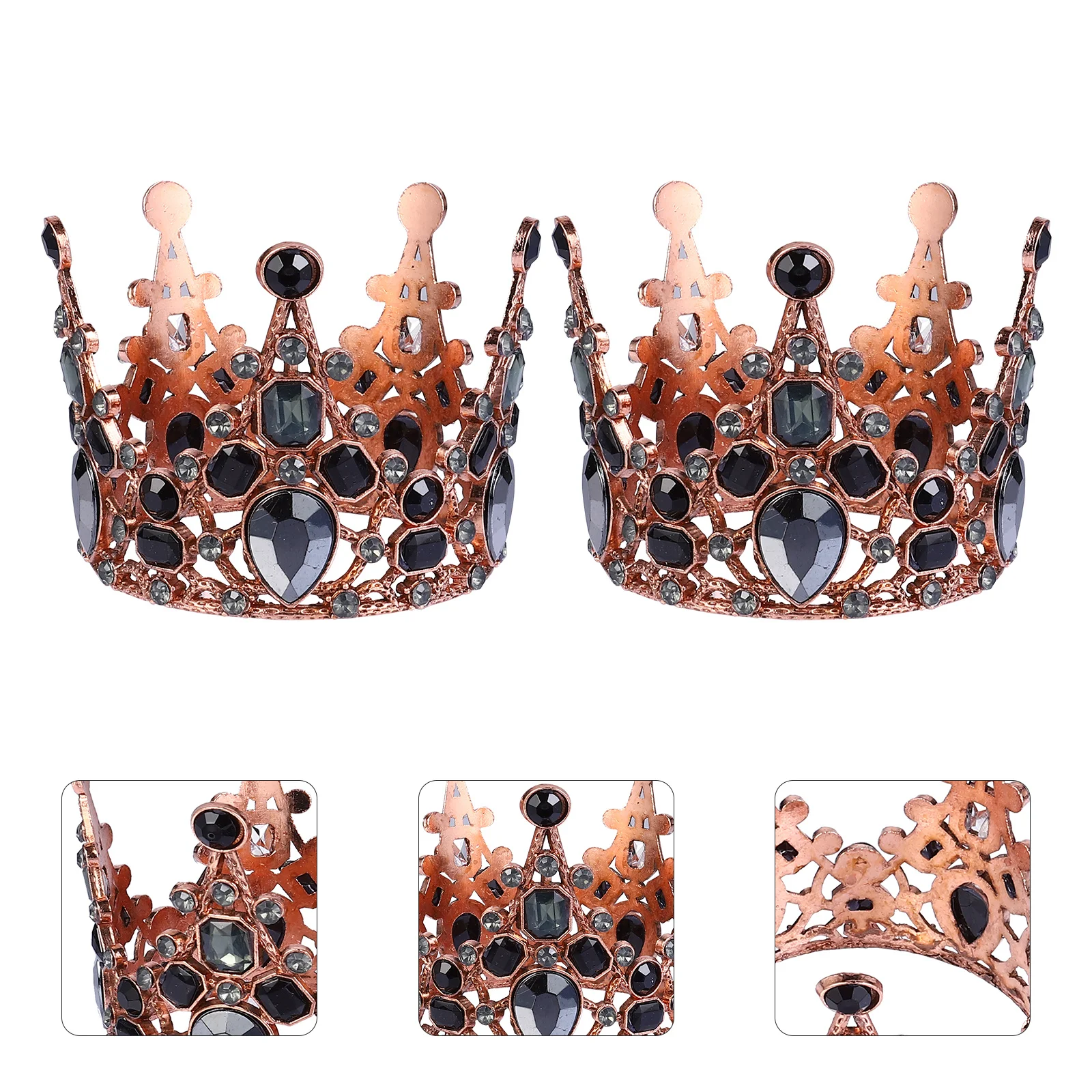 

2Pcs Birthday Crown Cake Topper Metal Lovely Party Decoration Perfect Size for Cupcakes Desserts Baby Shower Cake Topper